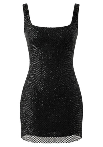 Embellished Backless Dress Black
