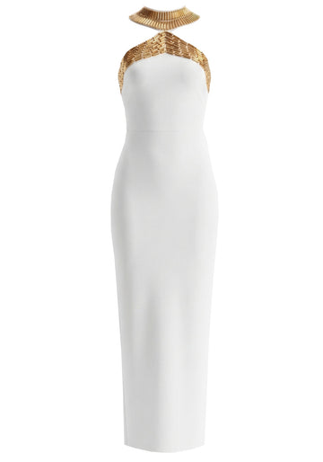 Embellished Maxi Dress White