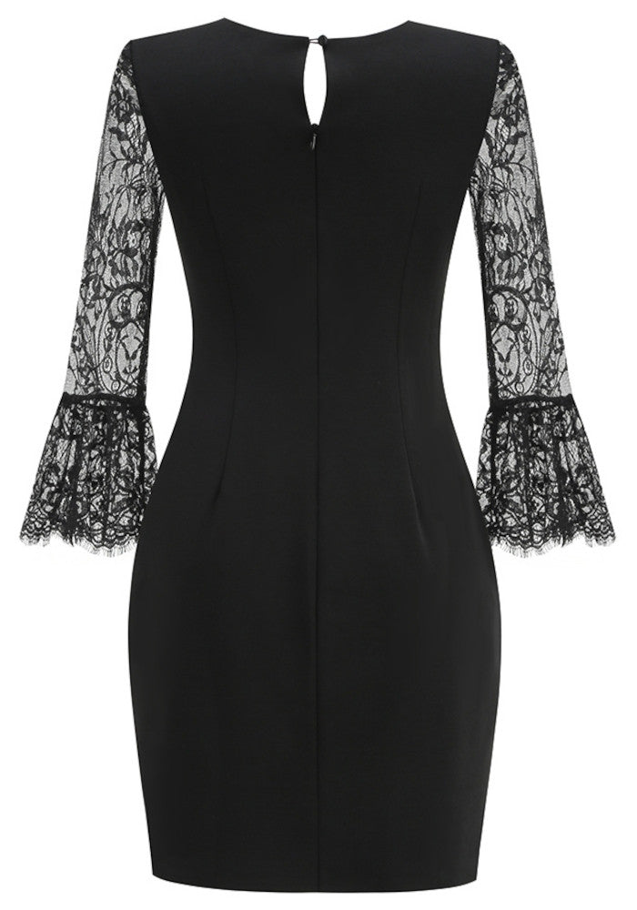Lace Long Sleeve Dress Black