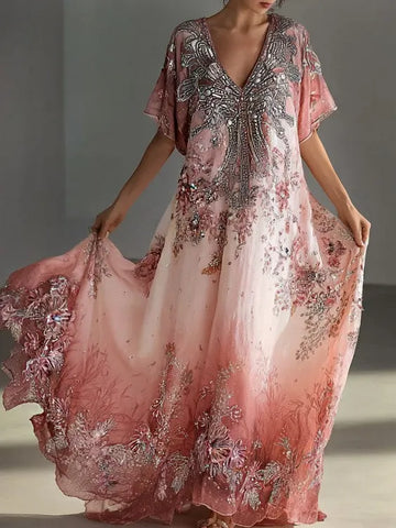 Women's Retro Bohemian Floral Print Dress