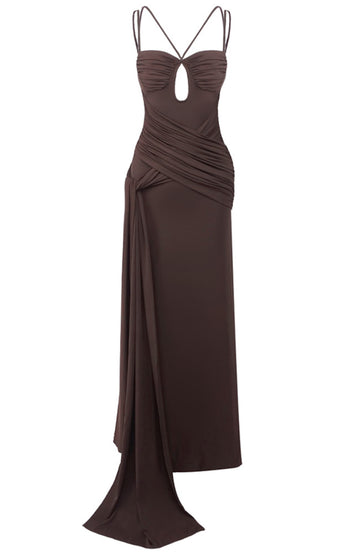 Draped Maxi Dress Brown