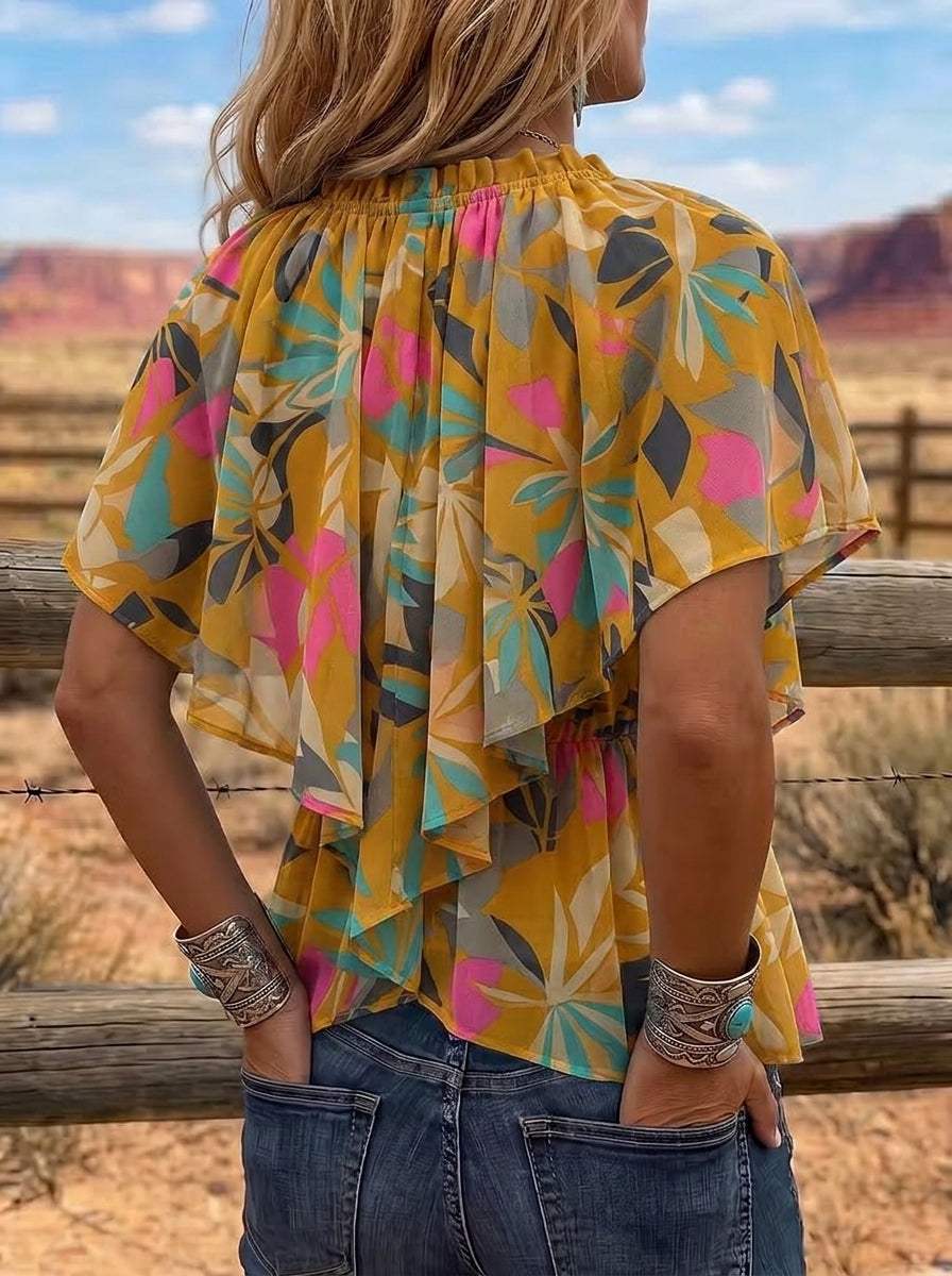Vintage Floral Print Comfortable Summer Fabrics Casual Shirt