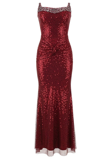 Crystal Strapless Sparkly Draped Maxi Dress Red