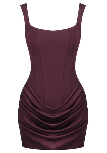 Draped Detail Corset Dress Brown