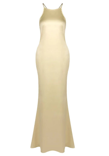 Halter Backless Maxi Dress Gold