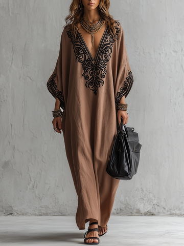 Vintage Embroidered Kaftan Maxi Dress