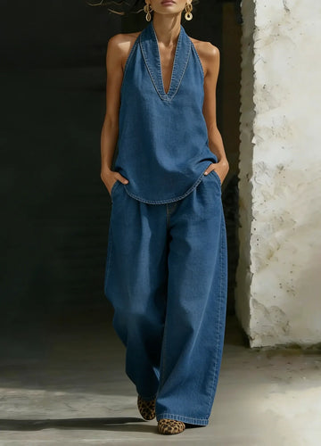 Women's Fashion Cozy Minimalist Two-piece Denim Set