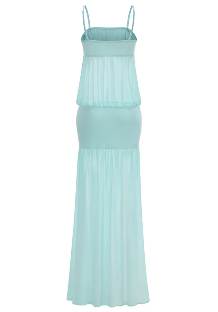 Bubble Detail Maxi Dress Turquoise