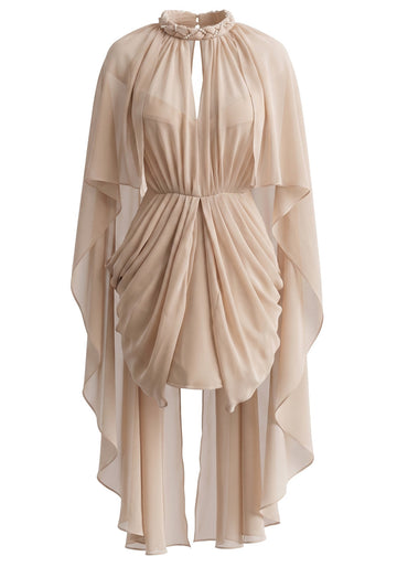 Draped Cape Dress Nude