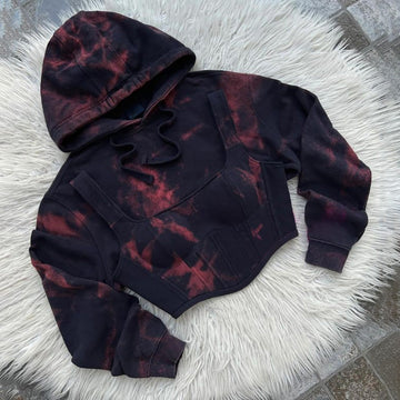 Women's Fashion Tight Back Lace-Up Corset Tie-Dye Top Set