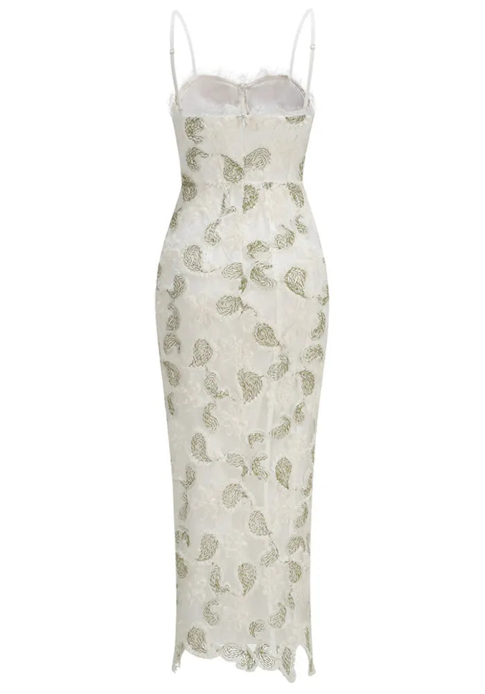 Floral Lace Maxi Dress White