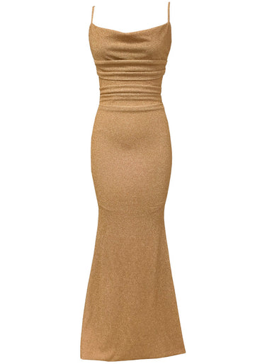 Draped Sparkly Maxi Dress Sand