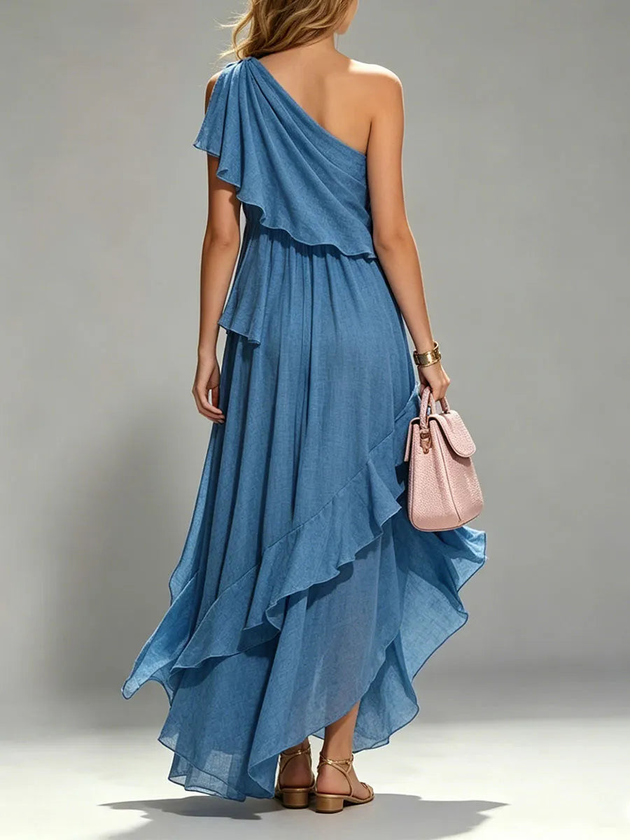 Women's Strappy Halter-neck Sleeveless Ruffled Dress