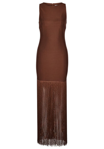 Tassel Maxi Dress Brown