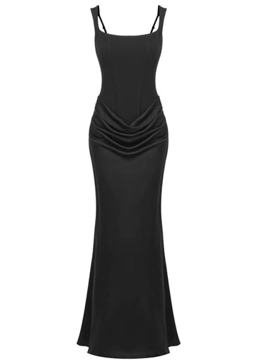 Draped Corset Maxi Dress Black