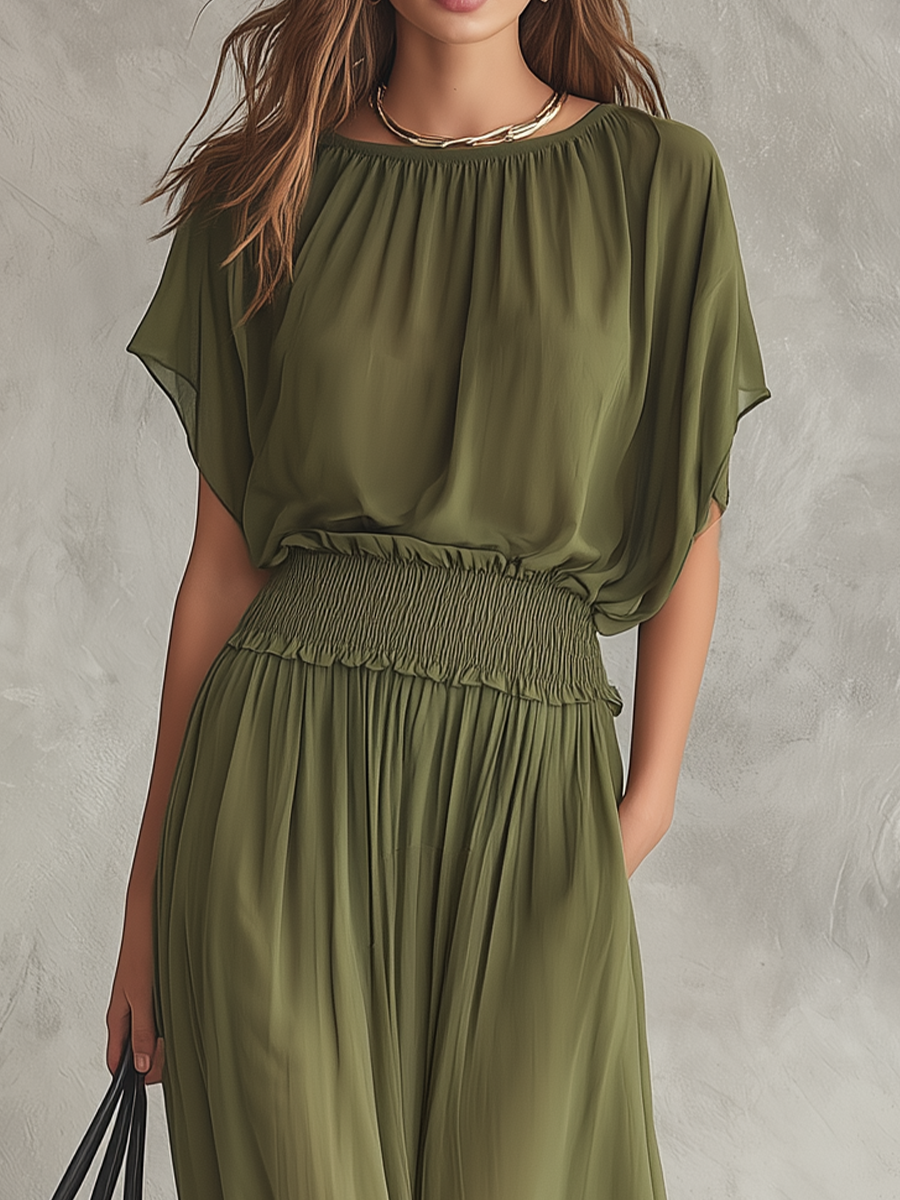 Relaxed Smocked Waist Maxi Dress