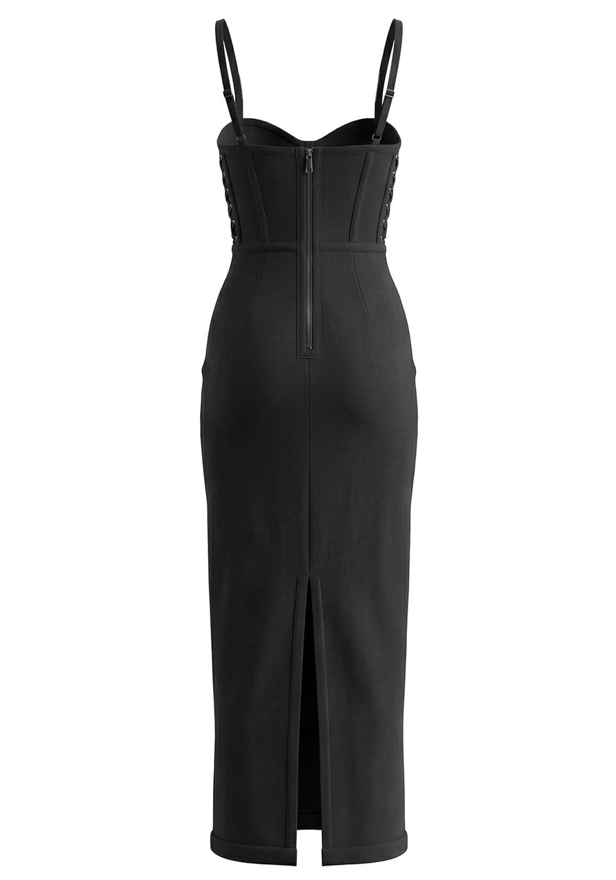 Crystal Front Maxi Dress Black