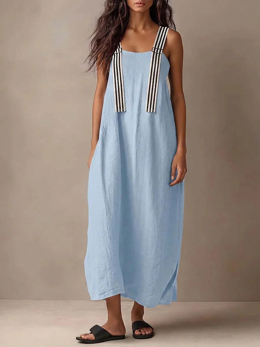 Women's Casual Striped Sleeveless Loose Dress