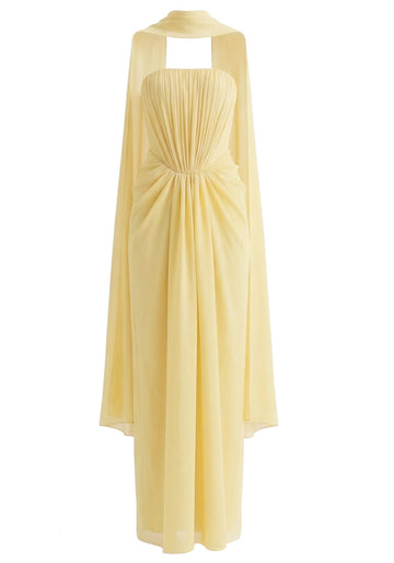 Strapless Draped Maxi Dress Yellow