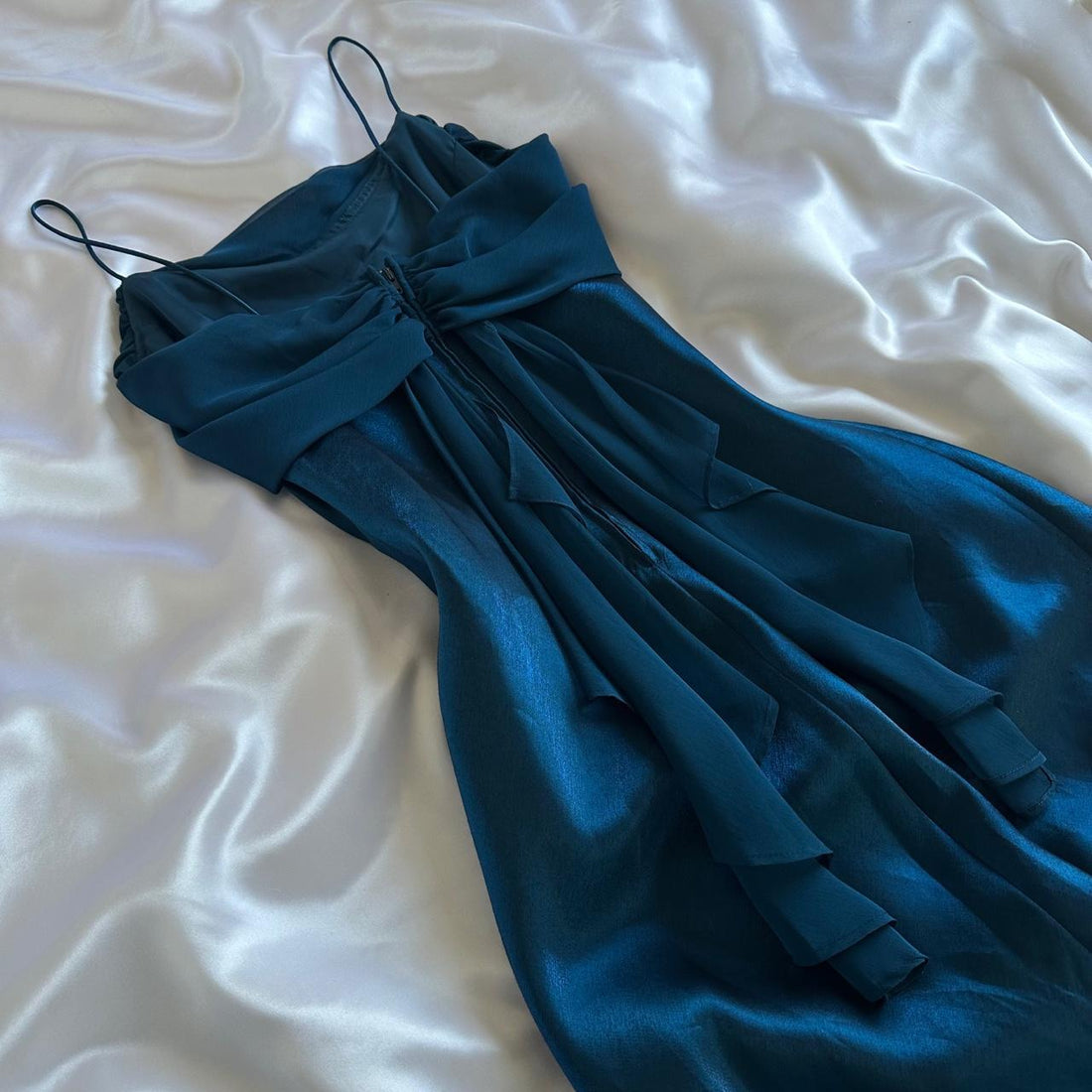 Navy blue stylish elegant spaetti strap long chiffon prom dress evening dress party dress