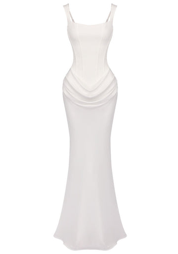 Draped Corset Maxi Dress White