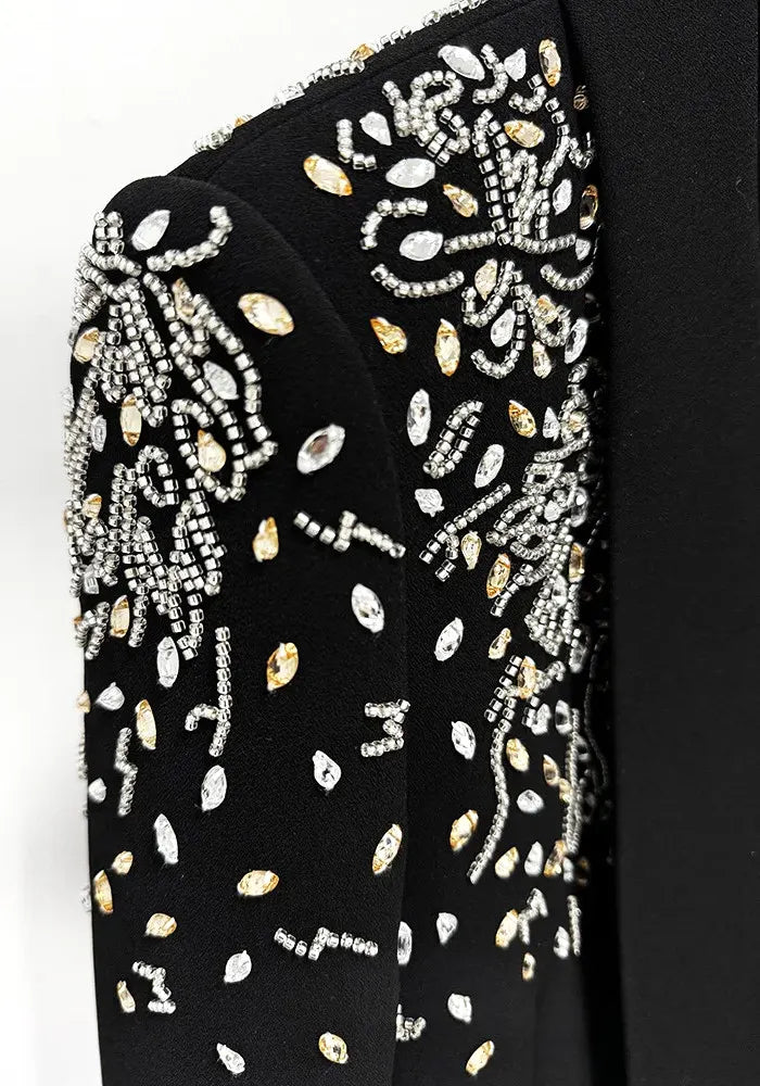 Crystal Embellished Suit Black