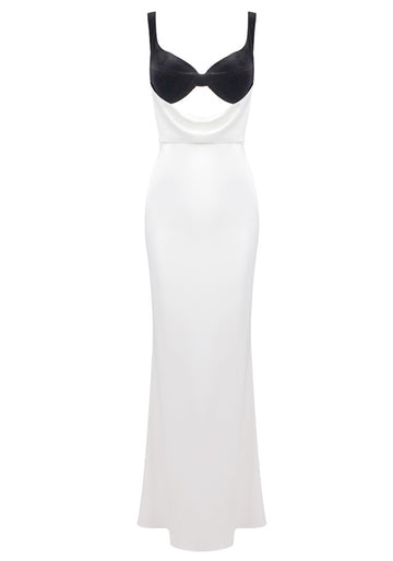 Velvet Bustier Maxi Dress Black White
