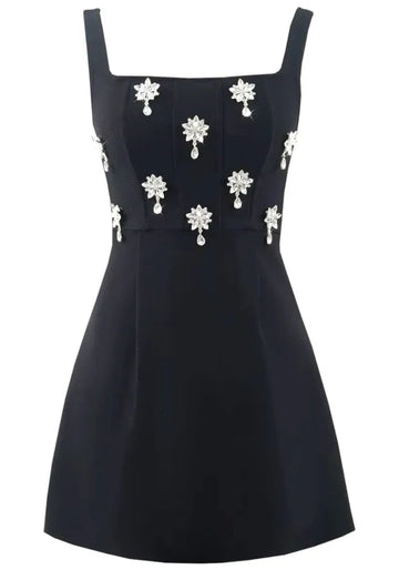 Crystal Detail A Line Dress Black