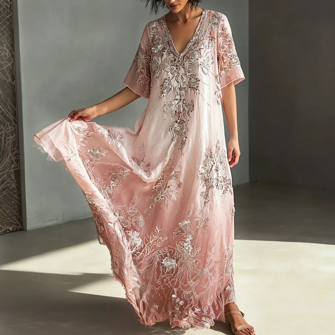 Women's Retro Bohemian Floral Print Dress