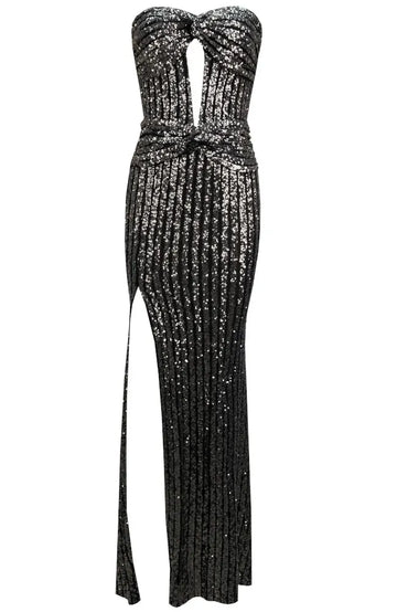 Strapless Sequin Maxi Dress Titanium