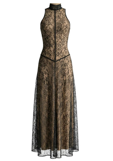 Lace A Line Maxi Dress Black