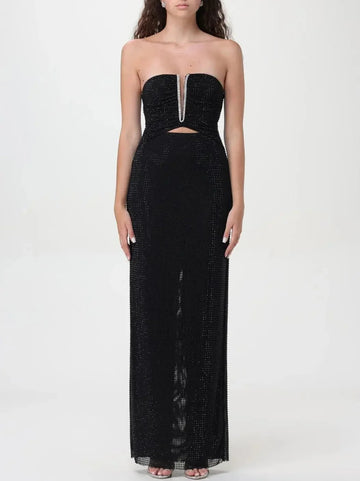 Black Crystal-Embellished Cut-Out Strapless Maxi Dress