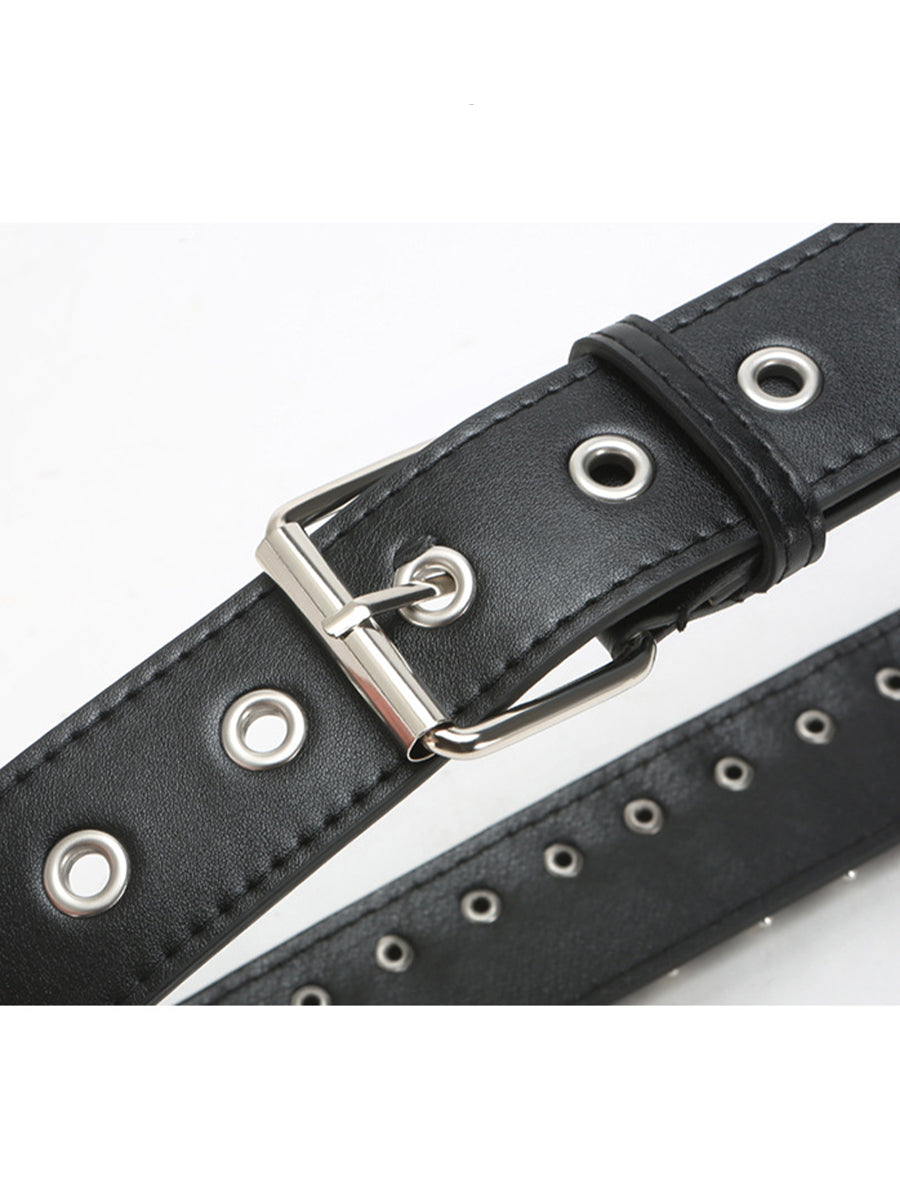 Women's Black Punk - Style Faux Leather Spike - Embellished Waist Belt MDA1645H0I