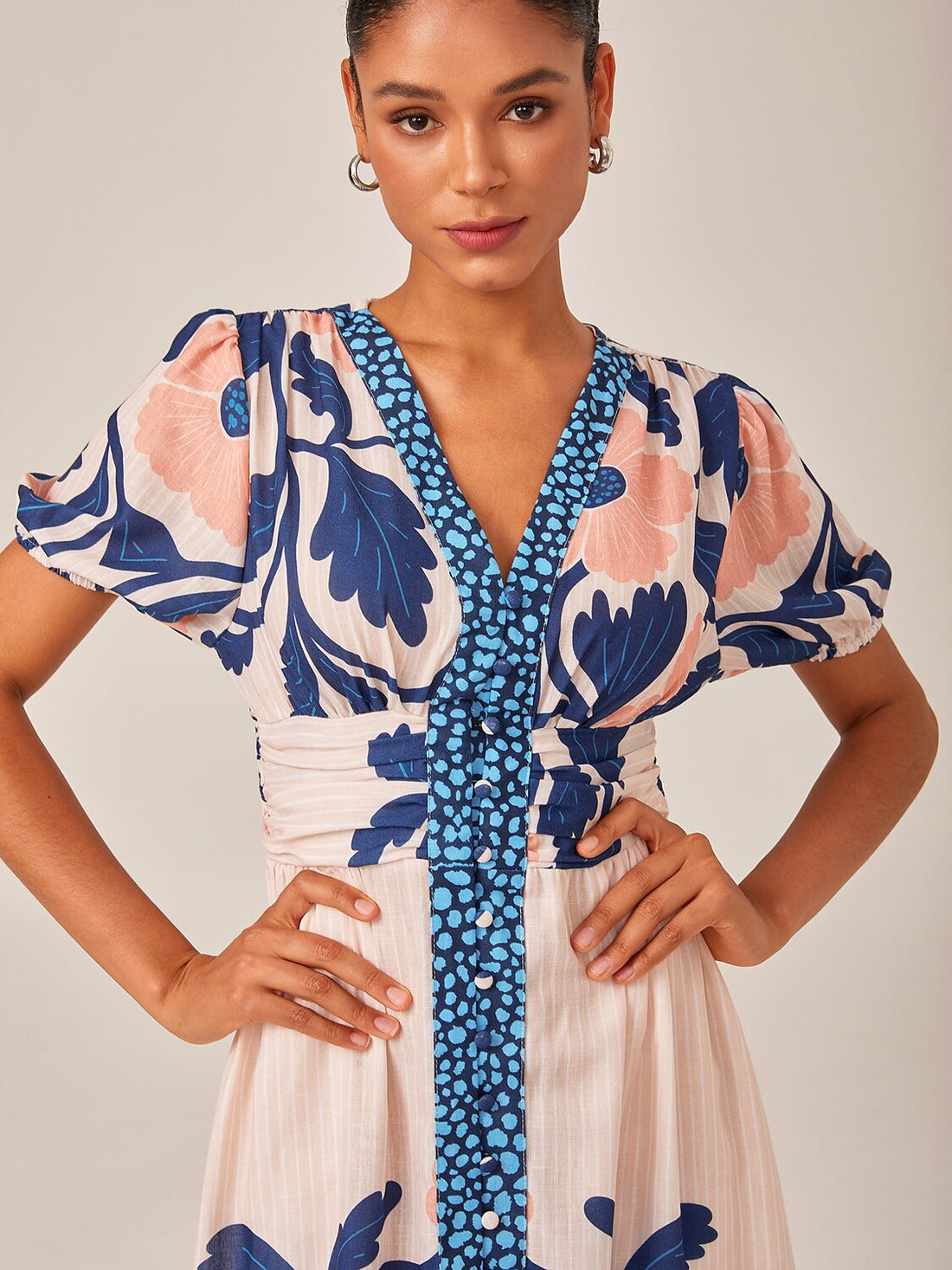 Floral Print High Waist Short Maxi Dress