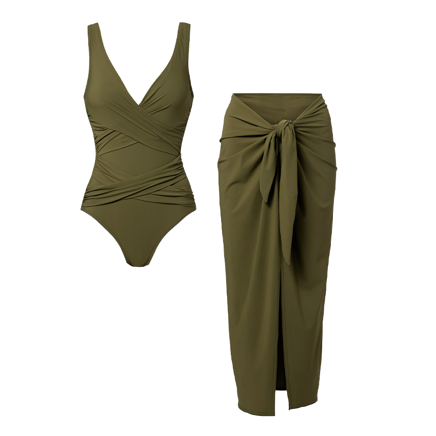 V Neck Green Swimsuit Set(s)
