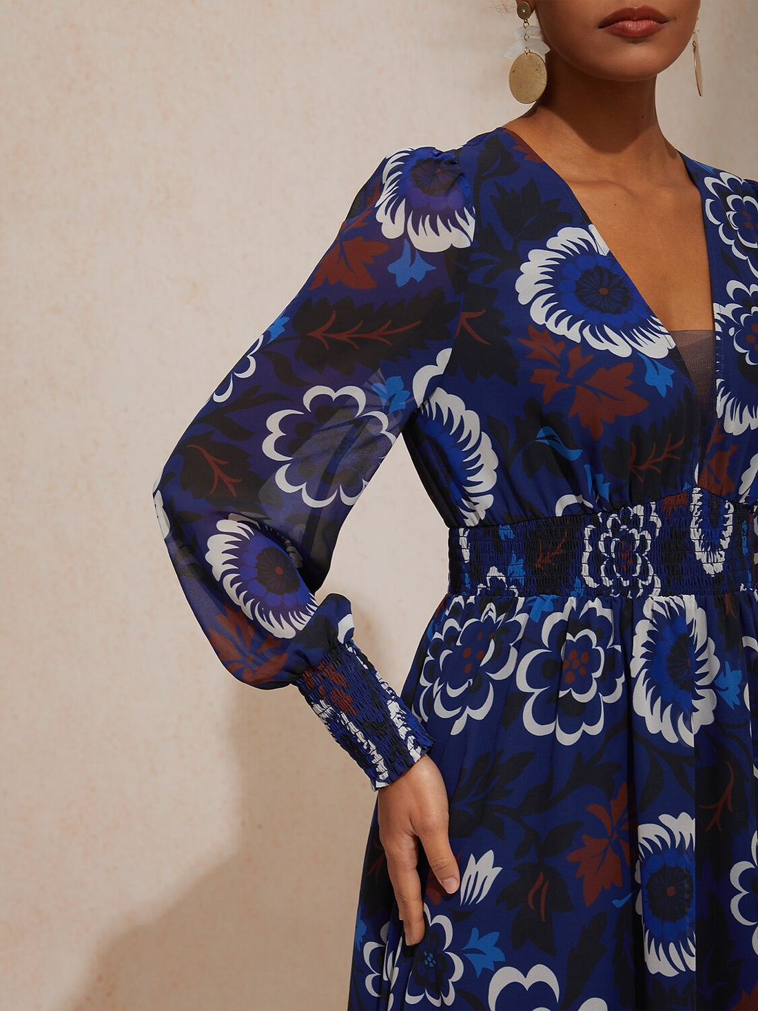 Chiffon Floral Composite Print Elegant Maxi Dress Banquet Vacation