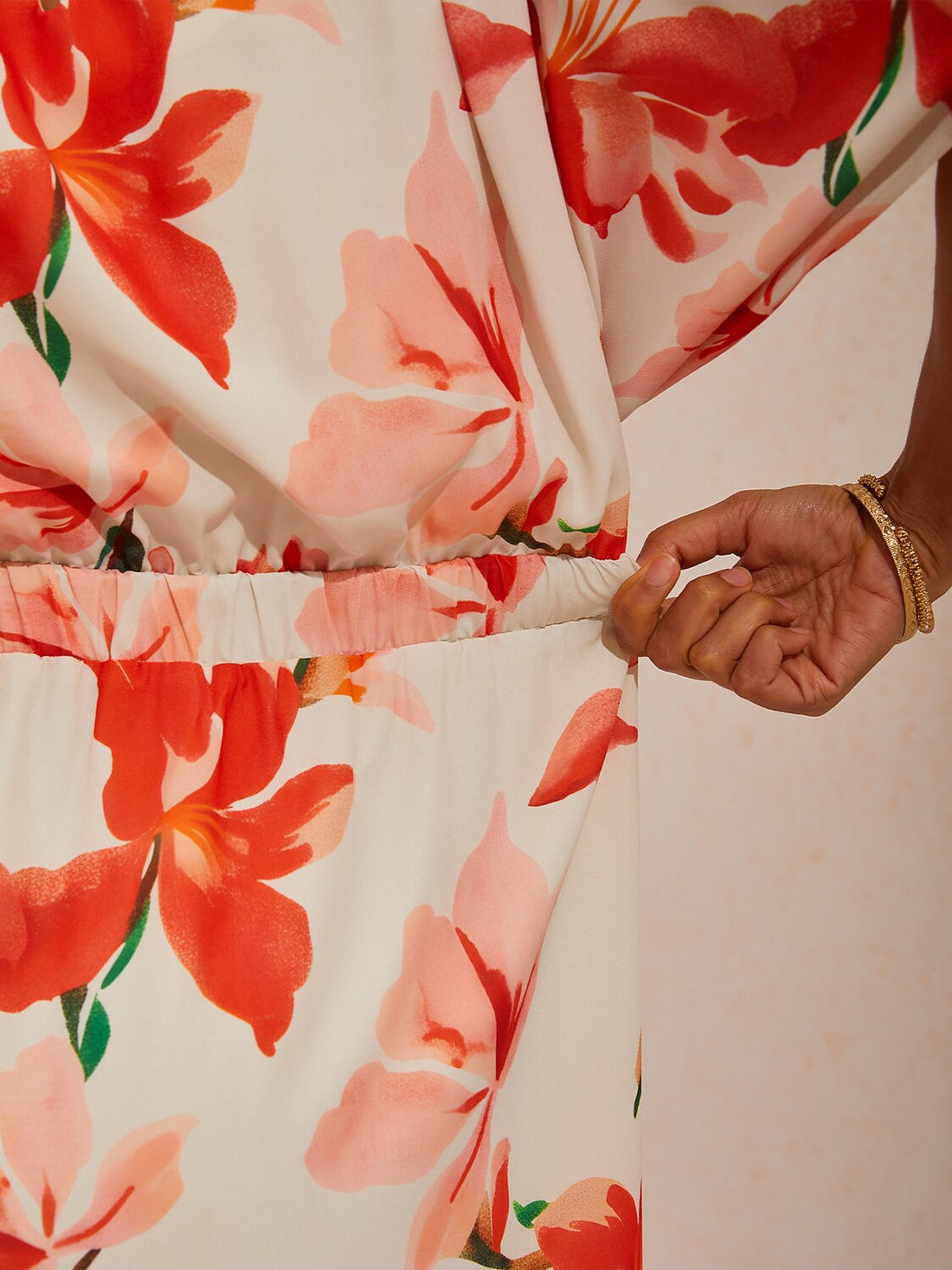 Spring Blooms Flowy Chiffon Waist-cinching Maxi Dress