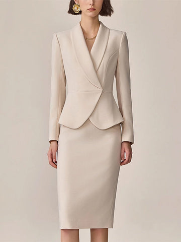 【24-hour shipping out】High-End Fashion Temperament Lapel Beige Suit