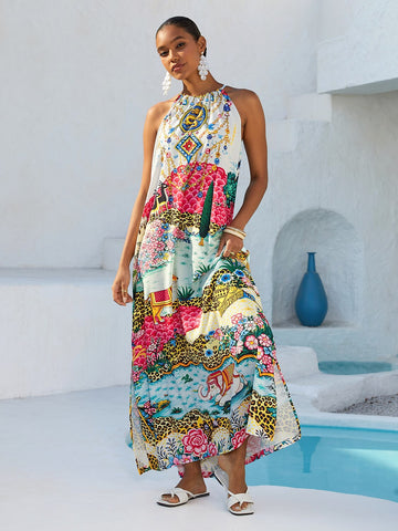 Dream Village Silky Satin Vintage Maxi Dress