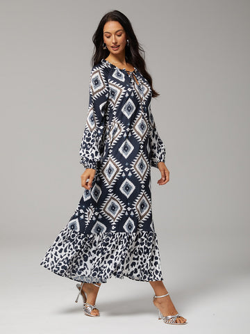 Boho Abstract Animal Print Maxi Dress