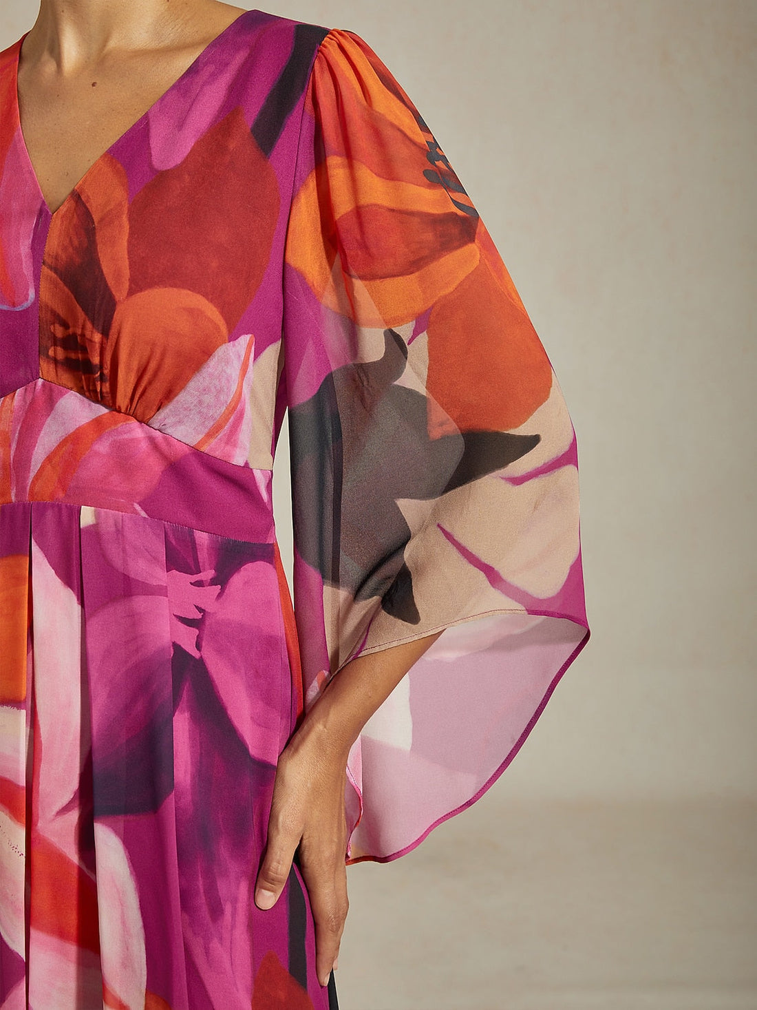 Floral Print Irregular Hem Chiffon Dress