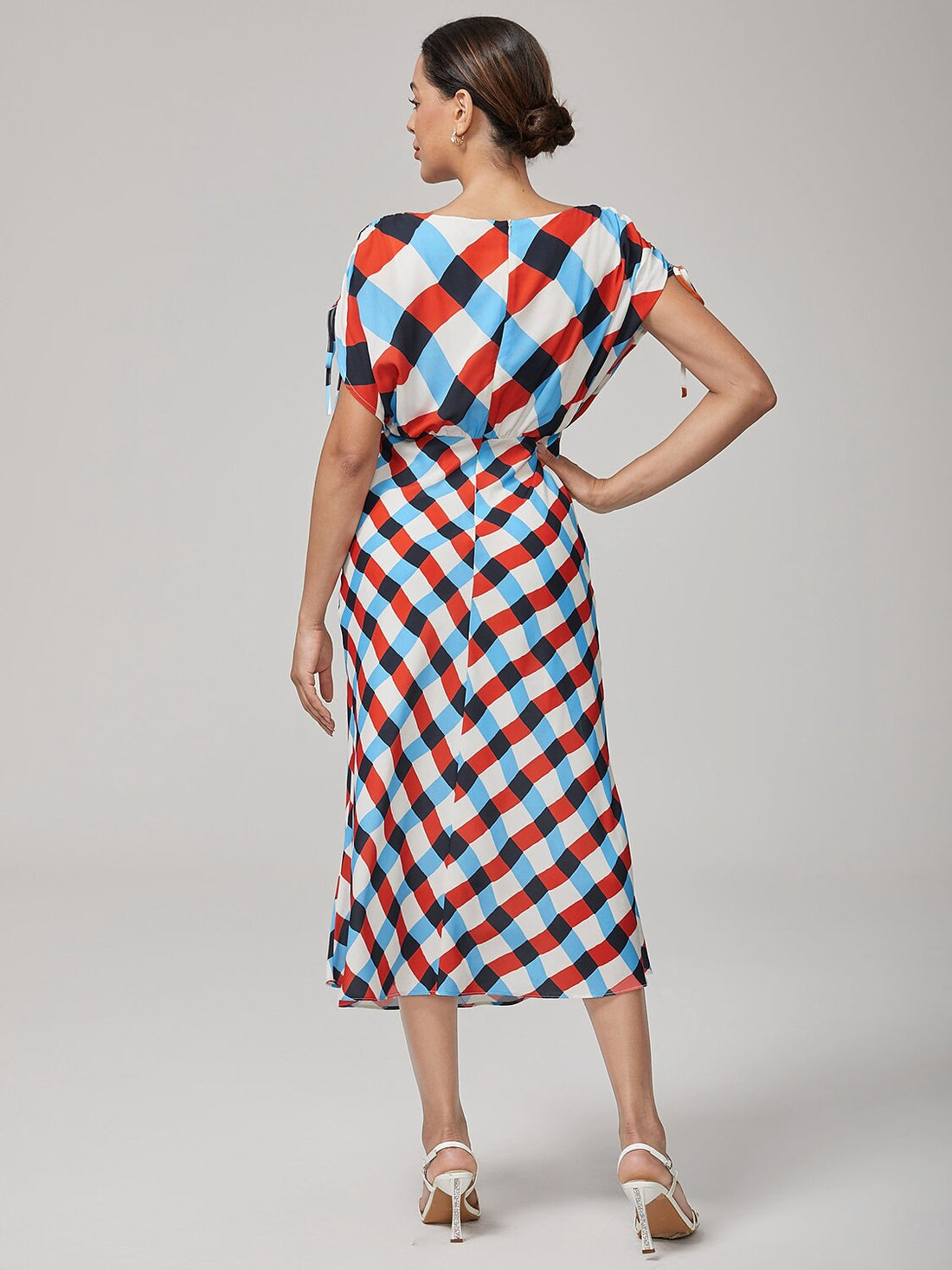 Geometric Print Ruched Maxi Dress
