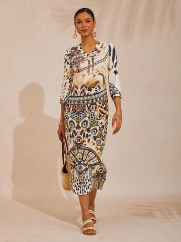 Vintage Leopard Jewelry High-Stretch Maxi Dress