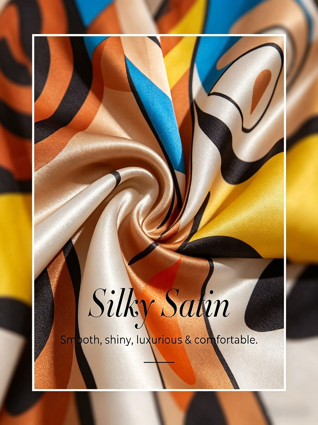 Abstract Art Silky Satin Vacation Maxi Dress