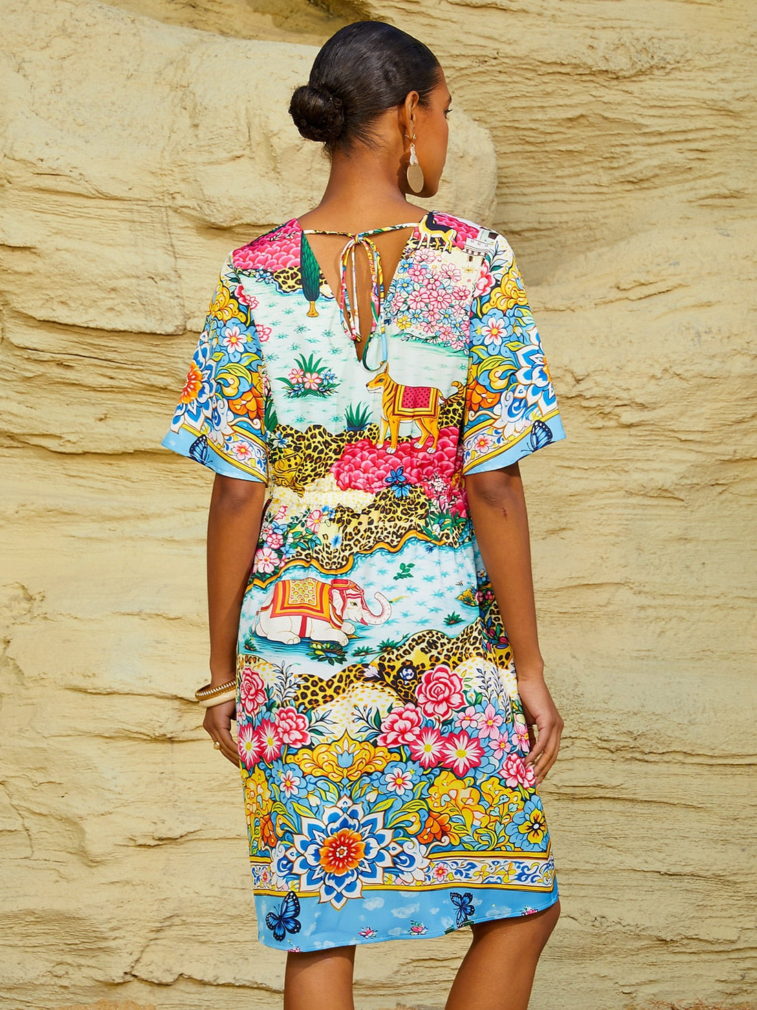 Dream Village Silky Satin Floral Dress