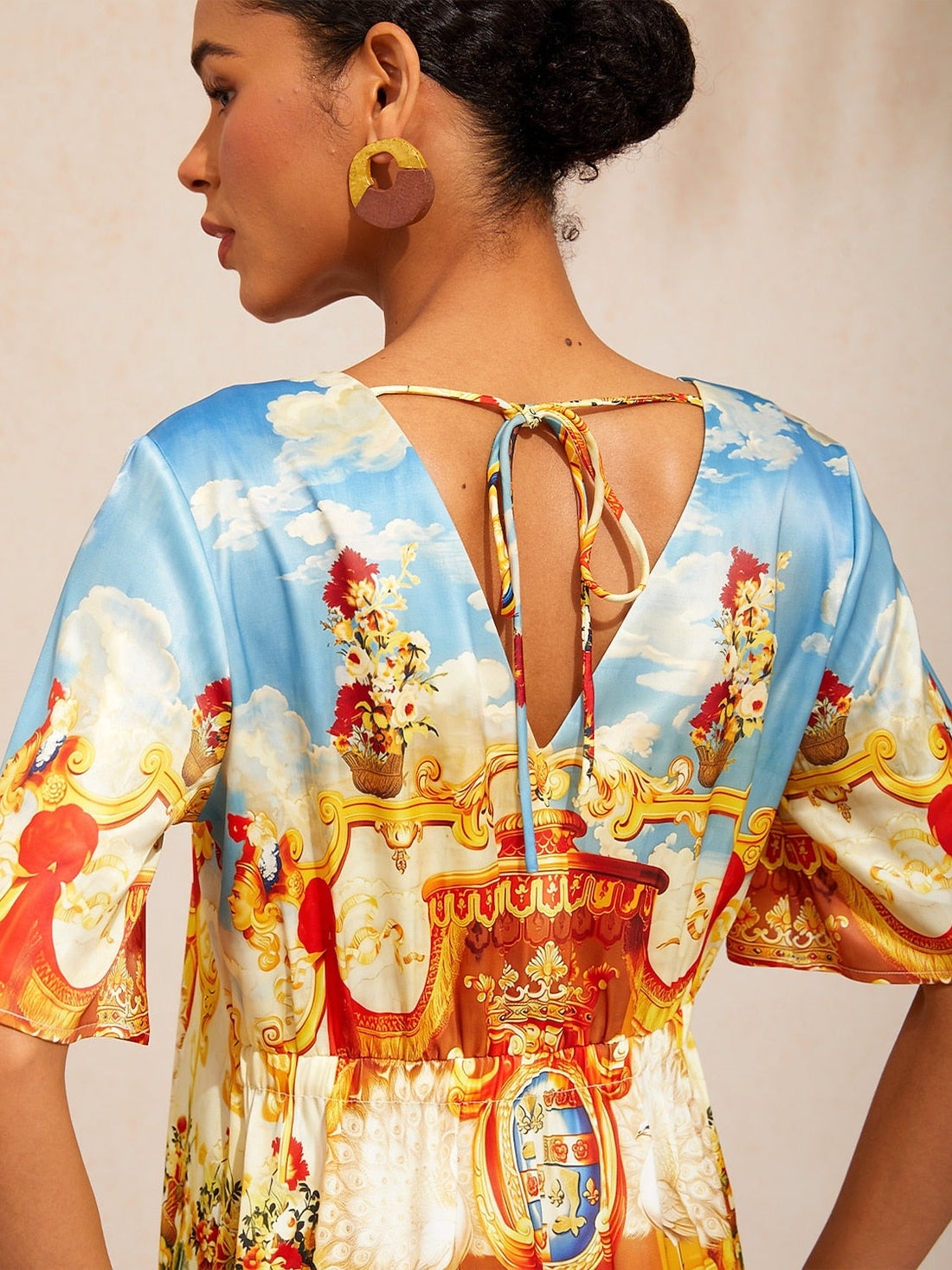 Vintage Baroque Silky Satin Straight Mini Dress