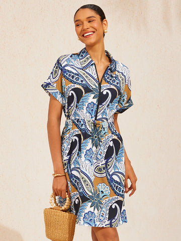Abstract Paisley Slight Stretch Short Dress
