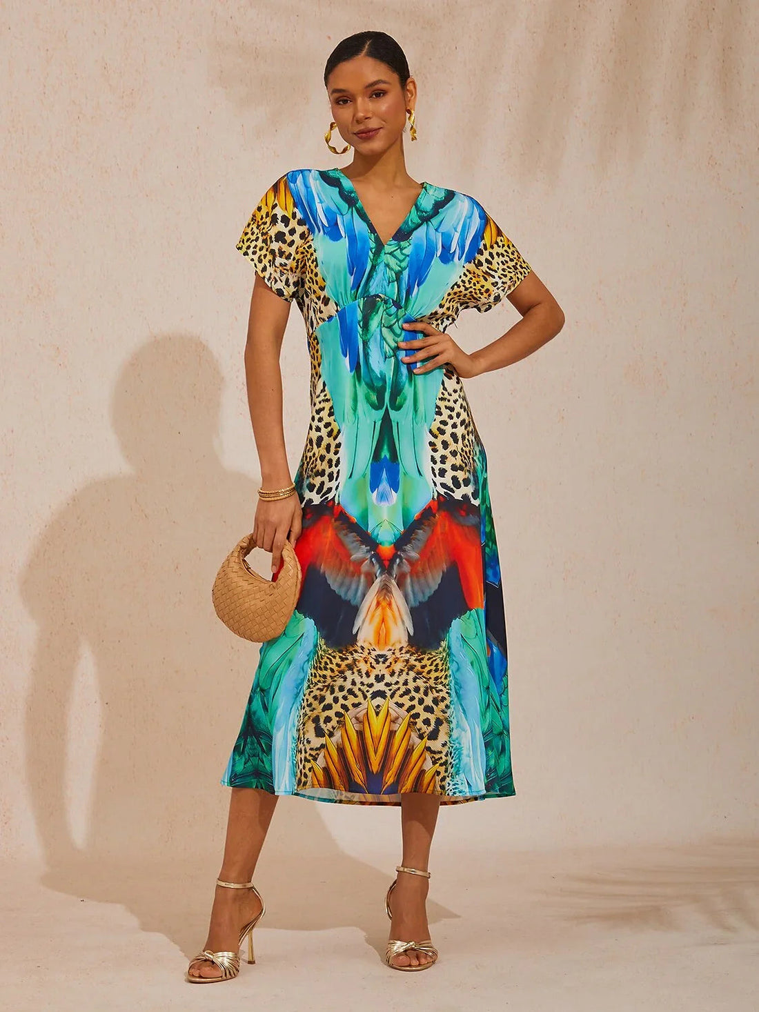 Jungle Wild Party Silky Satin Elegant Maxi Dress