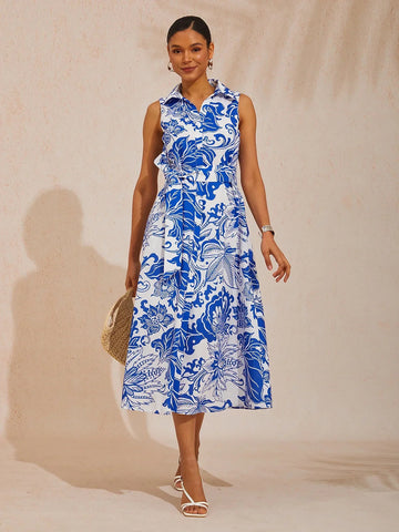 St Barth Blooms Effortless Linen-Style Shirt Dress