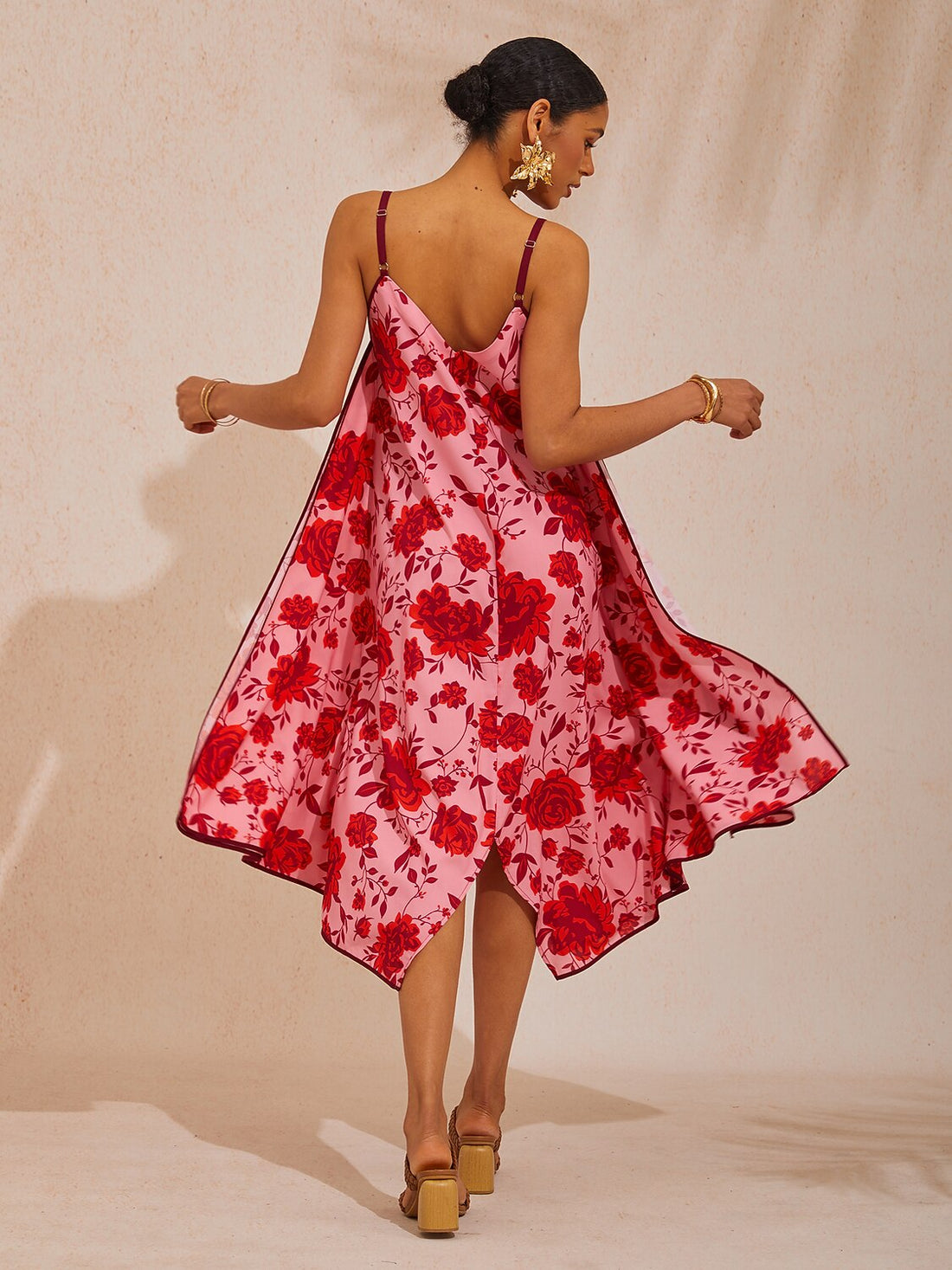 Spring Blooms Airy Cotton Look A-Line Cami Dress
